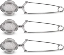 Snap Ball Tea Strainer, 3 Pack Premium Stainless Steel Tea Infuser with Handle .