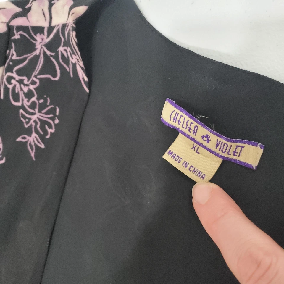 Vestido Fairy Grunge Whimsigoth Y2K para mujer XL negro púrpura floral seda manga campana Foto 4 de 4