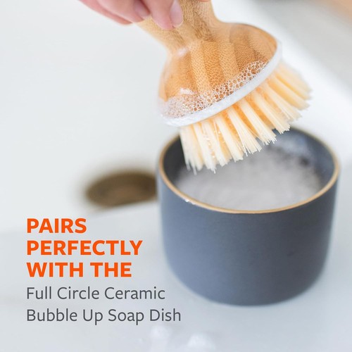 Cepillo para platos de bambú Full Circle Bubble Up - Ergonómico (1 paquete), blanco - Imagen 5 de 8