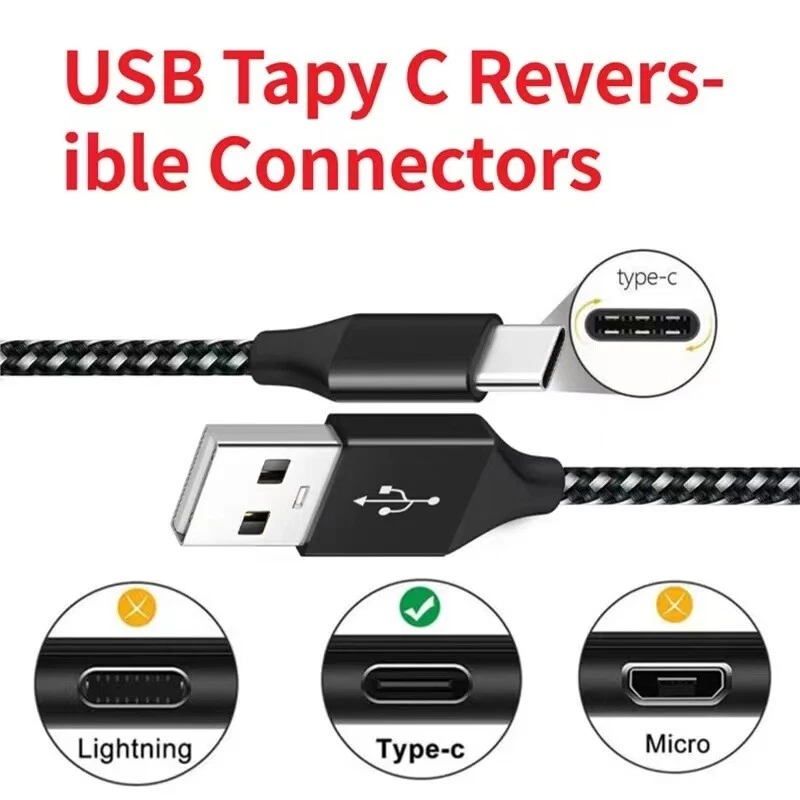 Braided USB C Type-C Fast Charging Data SYNC Charger Cable Cord 3/6/10FT Lot - Image 2 of 4