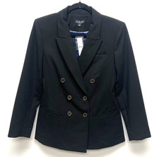 J Crew Double Breasted Blazer Black Peak Lapel Four Season Stretch Jacket 2 NWT