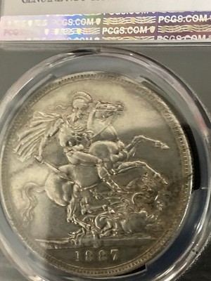 1887 UK Victoria Crown Silver Coin PCGS AU Details (Stained