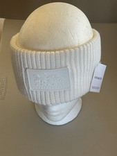 COACH NY WOOL BLEND HEADBAND LEATHER PATCH IN CREAM OS