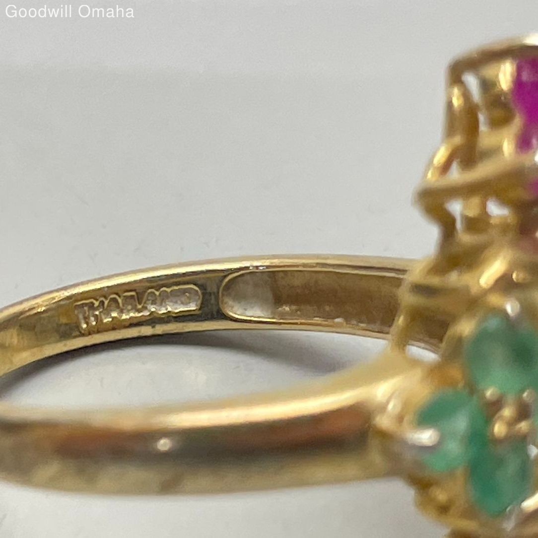 Gold Plated Sterling Silver Emerald/Ruby Gemstone… - image 6