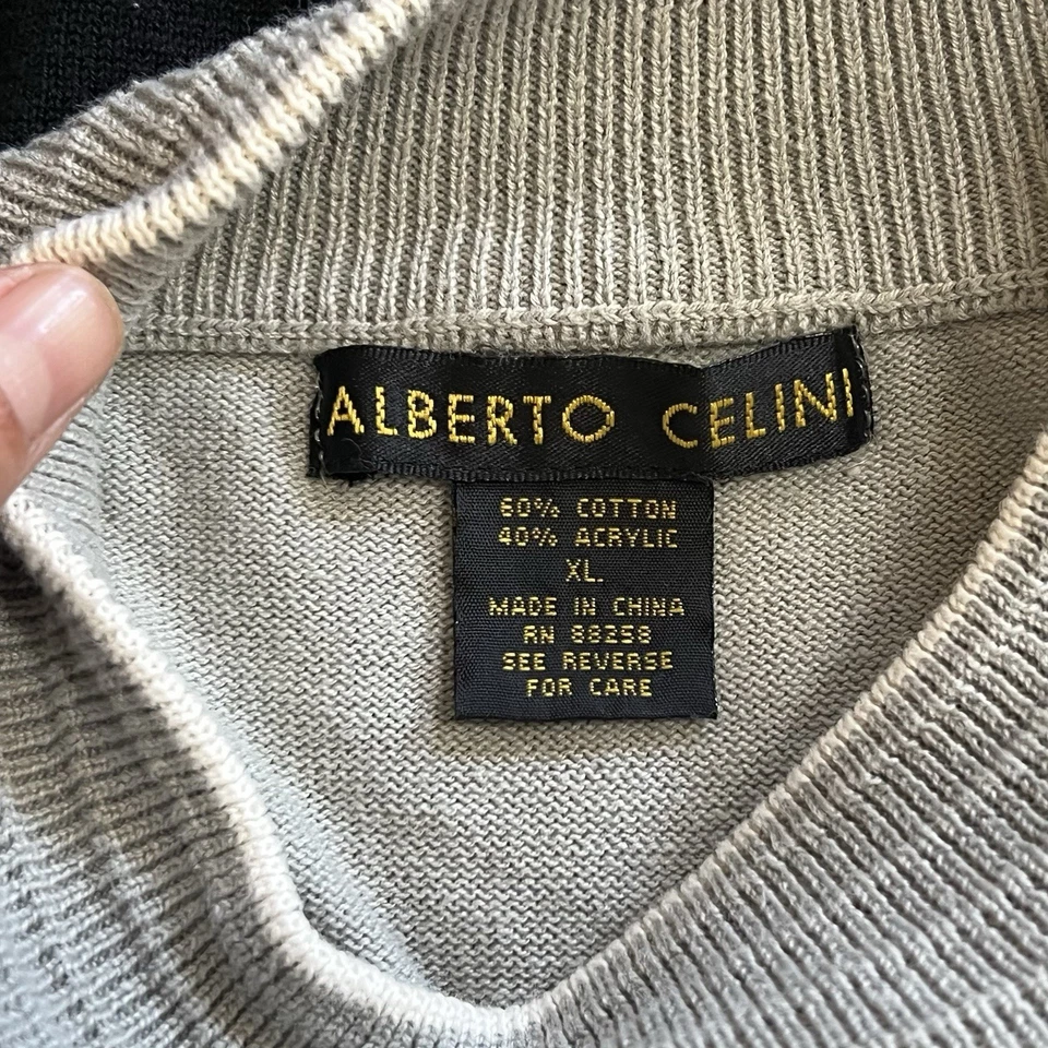 Camisa tejida Alberto Celini XL gris negra a rayas manga corta vintage Y2K para hombre Foto 3 de 4