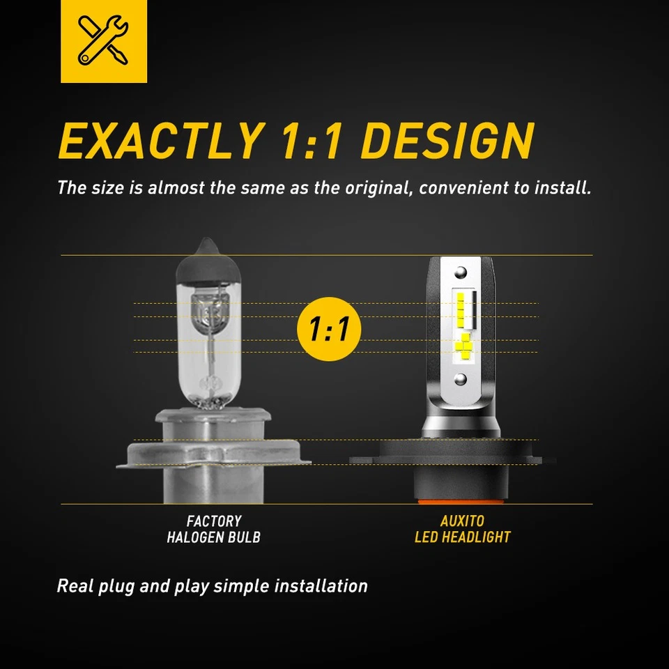 Super Brillante 9003 LED H4 Hi-Lo Beam Faros Bombilla 6000k Devolución Gratuita 1-10Juego Foto 4 de 4