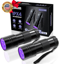 2 Pack UV Flashlight, 12 LED Handheld Blacklight Flashlight 395Nm Mini Light Tor