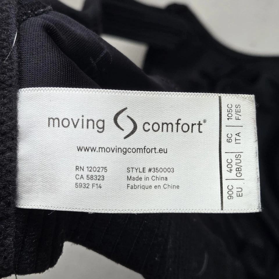 Sujetador deportivo Moving Comfort para mujer 40C negro sin forro correa inalámbrica ajustable Foto 3 de 4