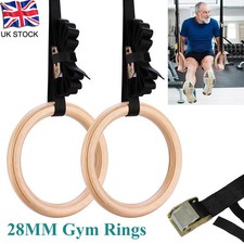 Fitness Wooden Gymnastic Rings with Straps Gym Strength Training Pull Up 300KG