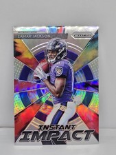 2018 Prizm Lamar Jackson Instant Impact Rookie Card #II-12 RC Silver Prizm. rookie card picture