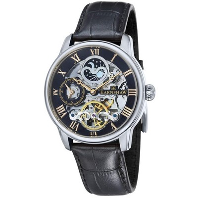 Thomas Earnshaw Longitude Dual Time Automatic Black Watch - Brand New