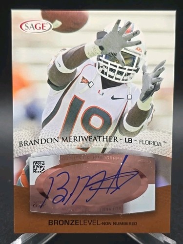 2007 SAGE Auto Football Auto Bronze Brandon Meriweather #A35 Rookie Auto RC