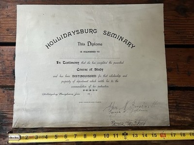 Antique 1894 Hollidaysburg Women s Seminary Pennsylvania Diploma Certificate