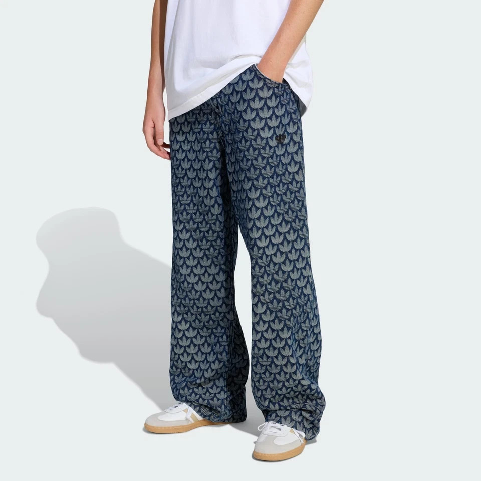 adidas Denim Loose Monogram Pants Indigo Denim KD0399
