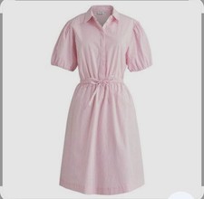 J Crew Factory Pink/White Stripe Short Sleeves Shirt Dress Size 8 NWT