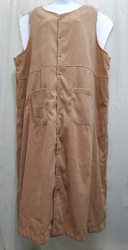Studio C Women's Sleeveless Button Up Dress Plus Size 26W Fawn Color W Pockets 