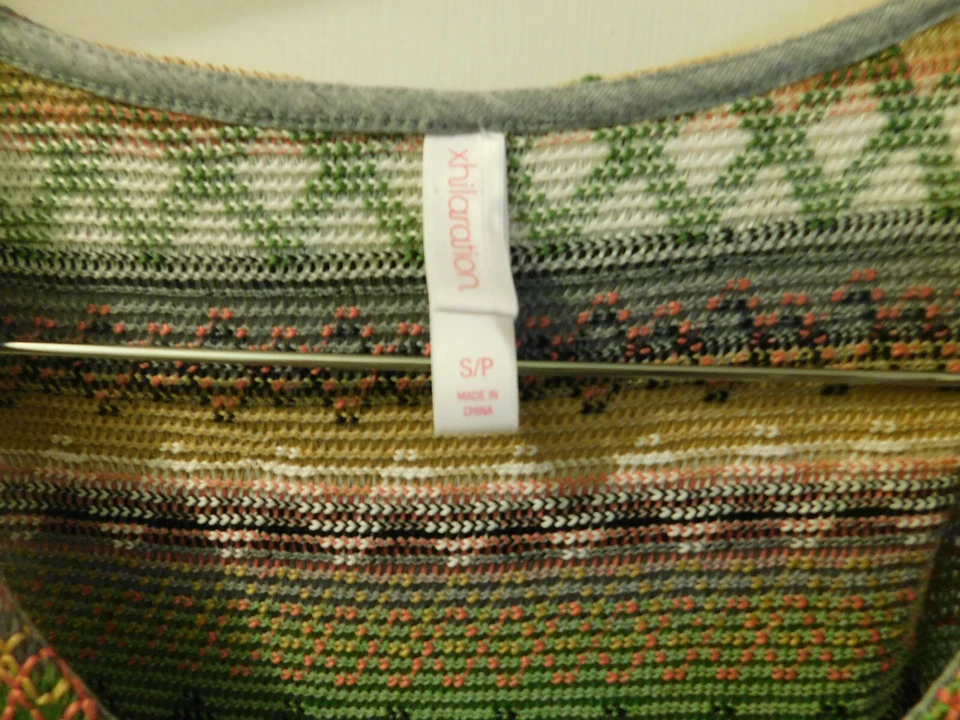 Maxi Vestido Xhilaration Retro S Bordado Naranja Verde Rayas Gris Sólido Falda Foto 4 de 4