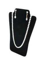 8 1/4x14 1/8" Deluxe Black Velvet Necklace Earring Jewelry Display w Easel