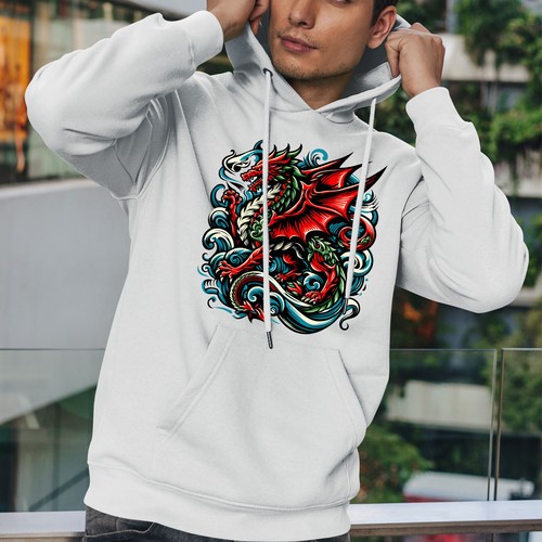 St Davids Day Mens Hoody Flying Welsh Red Dragon Wales Womens Gift Jumper - Picture 9 of 18