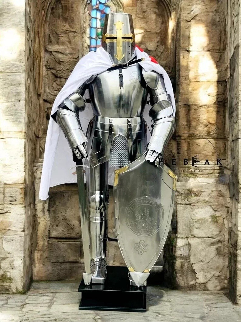 Medieval Knight Full Body Armor Crusader Templar Combat Wearable Suit-image