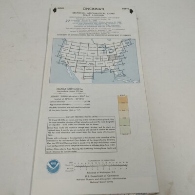Cincinnati Sectional Aeronautical Chart Aerial 1982 Scale 1:500,000