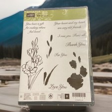 Stampin Up GIFT OF LOVE 141796 Stamp Set Of 9, Flowers Sentiments Sayings.