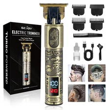 Professional Cordless Hair Clippers for Men - T-Blade Grooming Set in Bronze