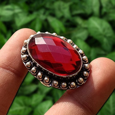 Trending Sale Red Garnet Gemstone Ring 925 Silver Plated Fashion Jewelry Us SZ 7