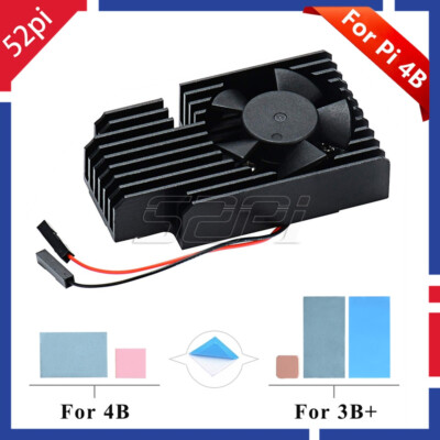 52Pi Raspberry Pi 4 Fan Heasink, Raspberry Pi Aluminum Heatsink Cooling Kit