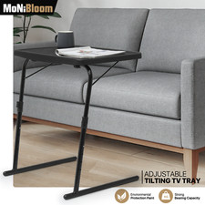 Black Folding TV Tray Portable Laptop Desk Adjustable Sofa Bed Side Dinner Table
