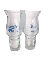 Kapok Tree Peter Pan Inn 1976 Tiki Bar Hurricane Glasses 2 Vtg Teal White