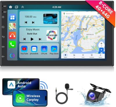 7'' Android 13 Carplay 2 Din Car Stereo Radio 4G+64G 8Core GPS Navi DSP + Camera