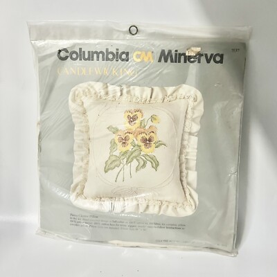 Vintage Columbia Minerva CM Candlewicking 7537 Pansy Cluster Pillow 