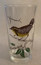 Vintage Boscul Peanut Butter 5" Glass Tumbler MEADOWLARK Bird