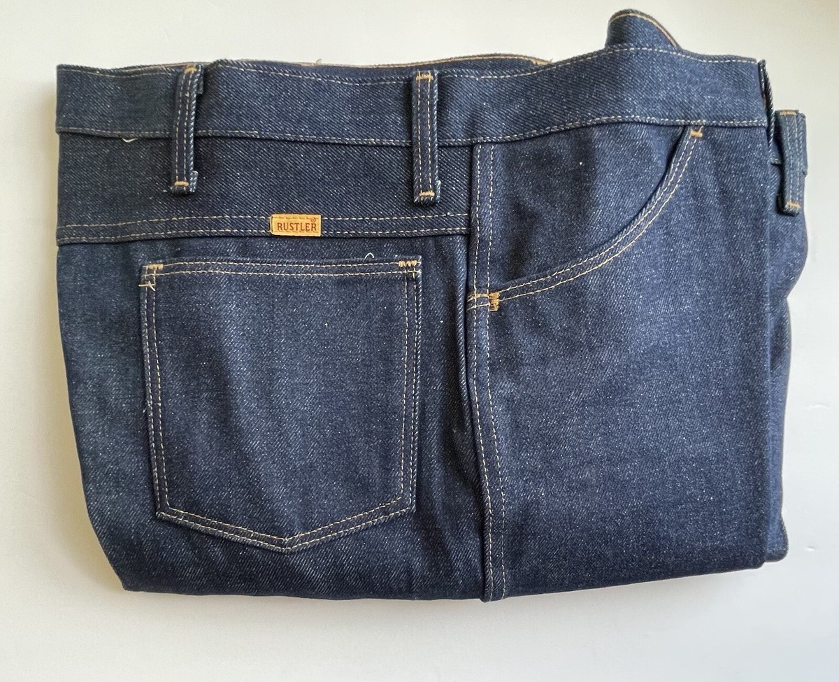 Vtg 70s 80s Rustler Boot Cut Jeans Talon Zipper New 44 x 30