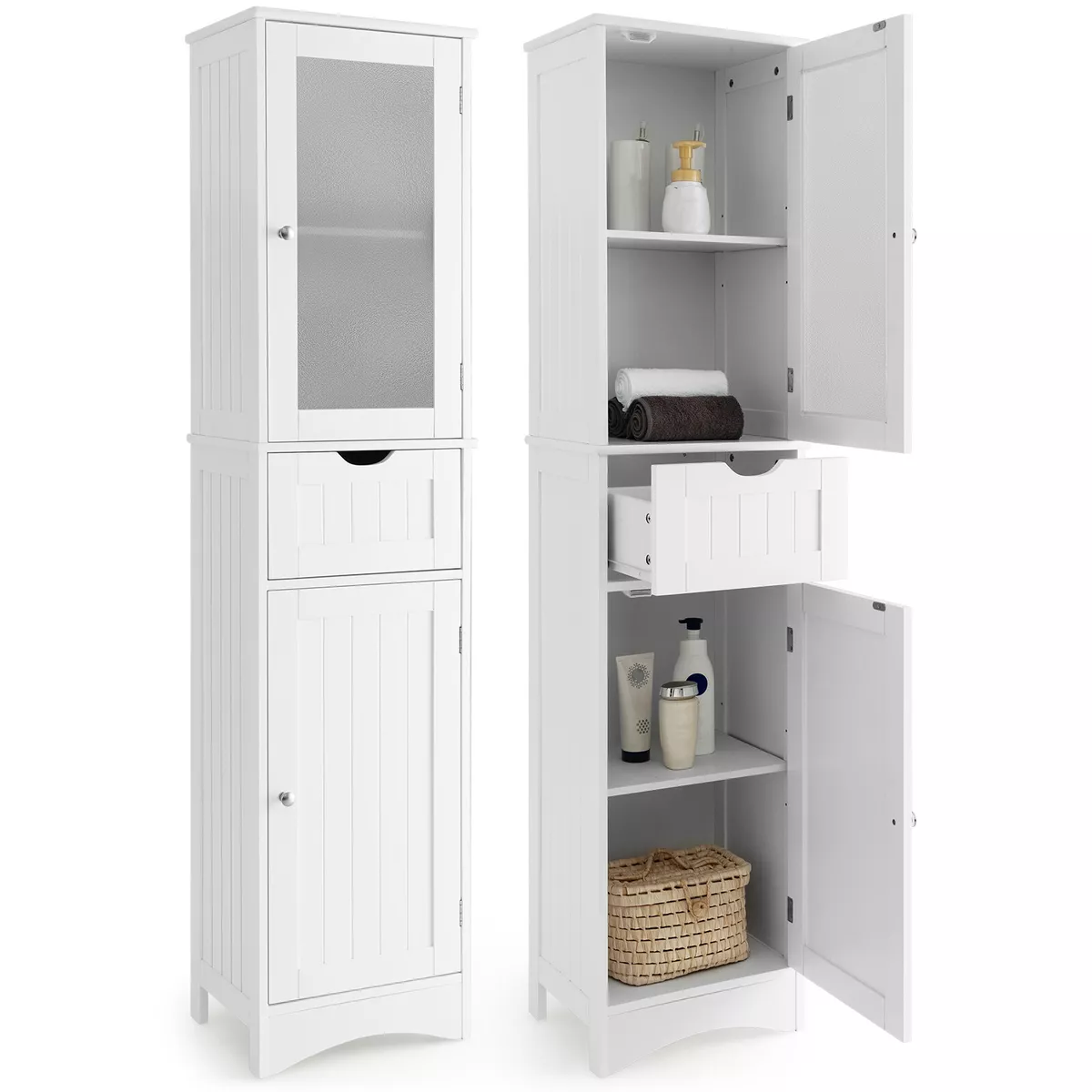 Giantex Freestanding Storage Cabinet, 170 cm Tall Slim Bathroom