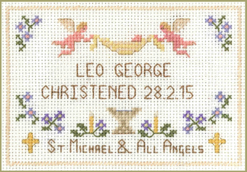 Mini Christening Sampler - Cross Stitch Kit on 14 aida - good for beginners