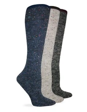 Wise Blend Womens Wool Marl Knit Wicking Tall Long Knee High Boot Socks 2 Pair