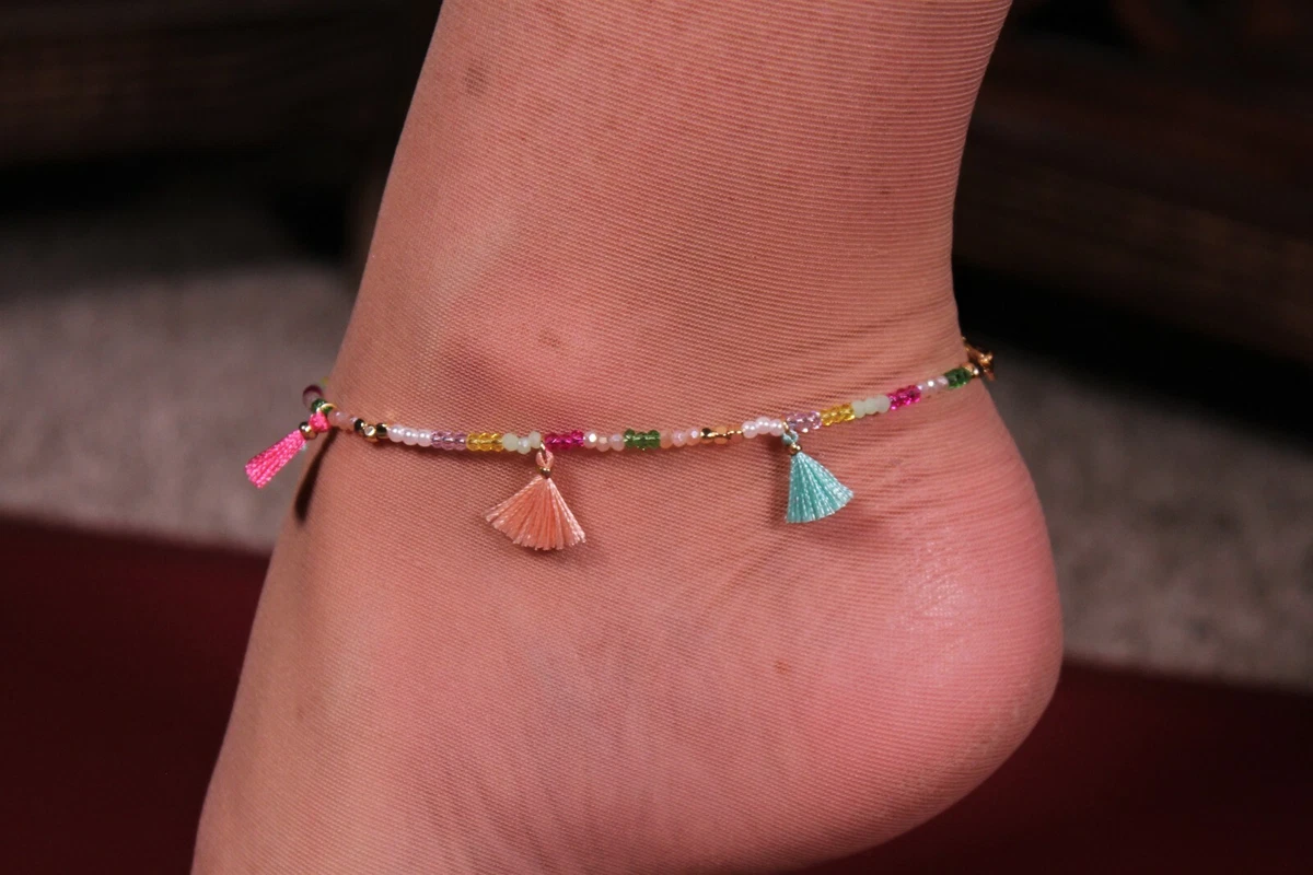 Colorful Tassels Ankle Bracelet Pastel Seed Beaded Foot Jewelry eBay