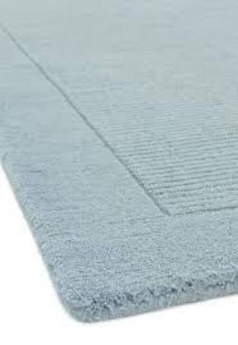 York Rug Duck Egg Blue Wool Rug Plain With Border Living Room Bedroom Area Rugs - Picture 8 of 8