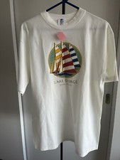 NWT Lake George New York NY T-Shirt Sail boats White Crew Neck Large Made In USA