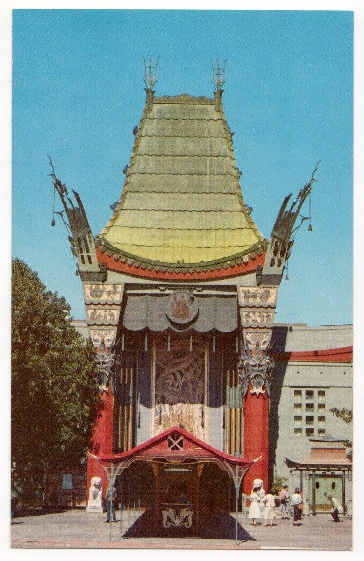 Grauman's Chinese Theatre c1950's Hollywood Movie Palace, Pagoda style entrance