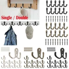 10pcs Hanging Metal Single / Double Hook Clothes Hat Key Wall Door Hangers Hooks