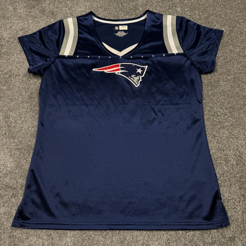 Tom Brady New England Patriots Jersey Women XL Blue NFL Football 12 Rhinestones - Image 2 of 4
