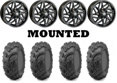 Kit 4 Maxxis Zilla Tires 27x9-12 on Moose 361X Matte Black Wheels 550
