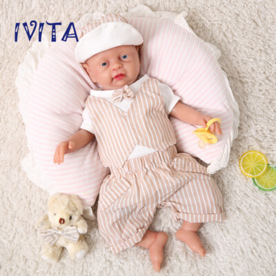 18'' Painted Full Silicone Reborn Baby Dolls Newborn Lifelike Toy Puppen Doll
