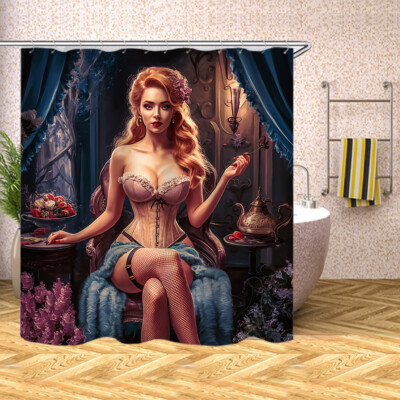 Queen In Sexy Lingerie Waterproof Shower Curtain Sets Bathroom Decor Curtain 70''