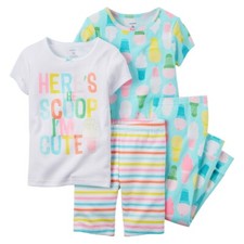 Carter'sToddler Girls 4 Pc Snug Fit Pajama Set NWT Size 2T Ice Cream