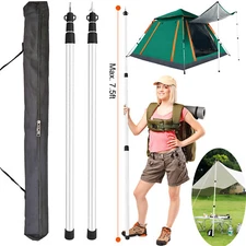 2PCS Adjustable Telescoping Aluminum Tarp Poles - Camping Awning Tent Poles