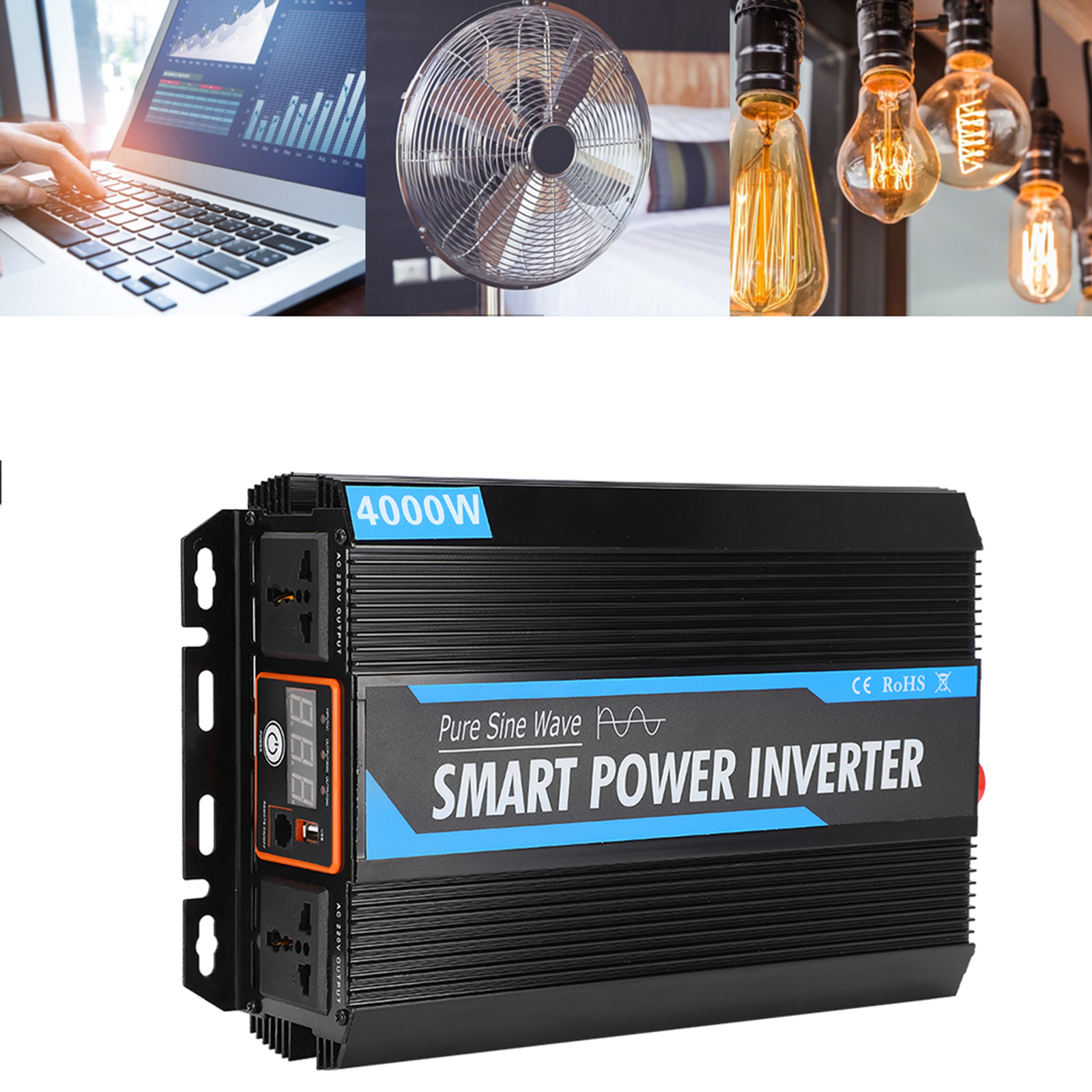 Car Power Inverter Pure Sine Wave 1500W 12V220V Car Camping DC to AC